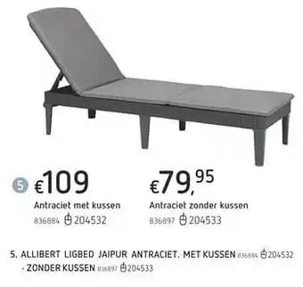 Dreamland Allibert ligbed jaipur antraciet. met kussen aanbieding