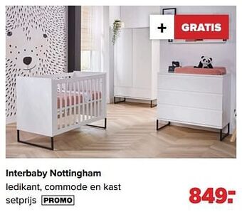 Baby-Dump Interbaby nottingham ledikant, commode en kast aanbieding