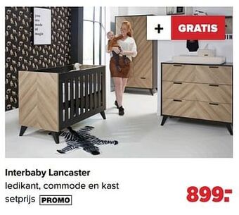 Baby-Dump Interbaby lancaster ledikant, commode en kast aanbieding