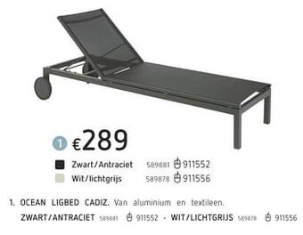Dreamland Ocean ligbed cadiz zwart-antraciet aanbieding