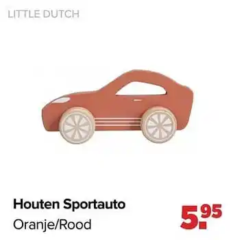 Houten sportauto oranje-rood