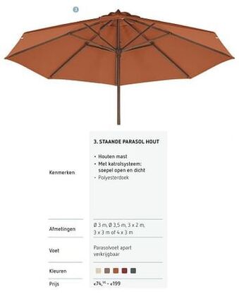 Dreamland Staande parasol hout aanbieding