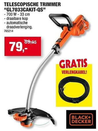 Hubo Black + decker telescopische trimmer gl7033cakit-qs aanbieding