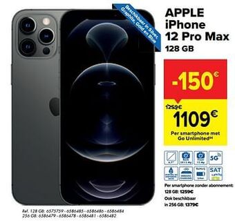 Carrefour Apple iphone 12 pro max 128 gb aanbieding