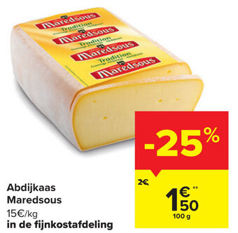 Carrefour Abdijkaas Maredsous in de fijnkostafdeling aanbieding