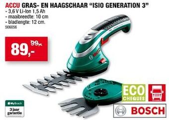 Hubo Bosch accu gras- en haagschaar isio generation 3 aanbieding