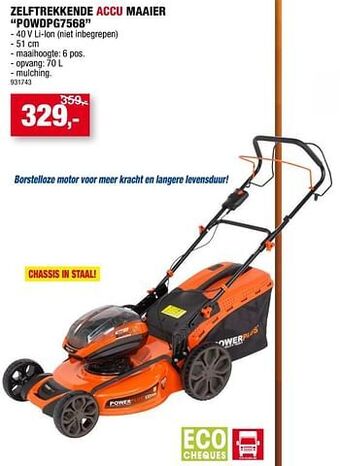 Hubo Powerplus zelftrekkende accu maaier powdpg7568 aanbieding