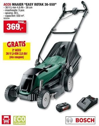 Hubo Bosch accu maaier easy rotak 36-550 aanbieding
