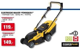 Hubo Powerplus elektrische maaier powxg6251 aanbieding