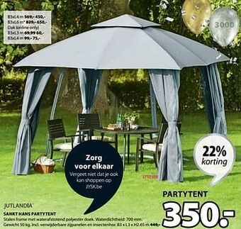 Jysk Sankt hans partytent aanbieding