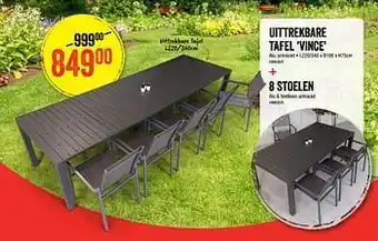 Uittrekbare tafel vince + 8 stoelen