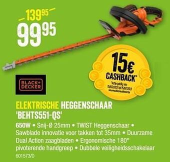 HandyHome Black + decker elektrische heggenschaar behts551-qs aanbieding