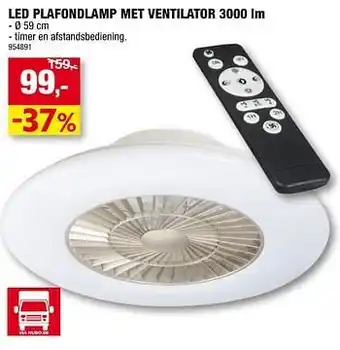 Hubo Led plafondlamp met ventilator aanbieding