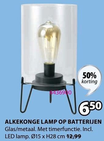 Jysk Alkekonge lamp op batterijen aanbieding