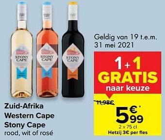 Carrefour Market Zuid-afrika western cape stony cape rood wit of rosé aanbieding