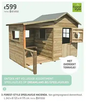 Dreamland Forest-style speelhuisje hacienda L 243 x B 125 x H 175 cm aanbieding