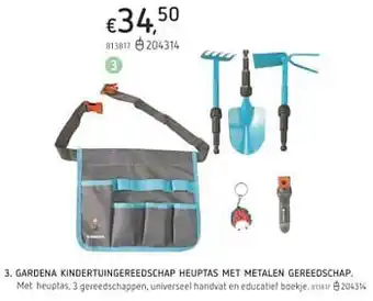 Gardena kindertuingereedschap heuptas met metalen gereedschap