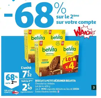 Auchan Biscuits Petit Déjeuner Belvita aanbieding