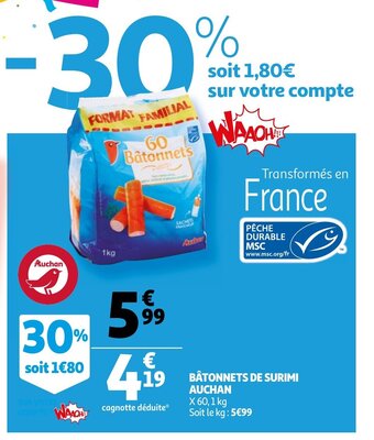 Auchan Bâtonnets De Surimi Auchan aanbieding