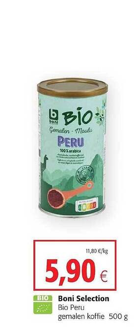 Colruyt Boni Selection Bio Peru Gemalen Koffie aanbieding