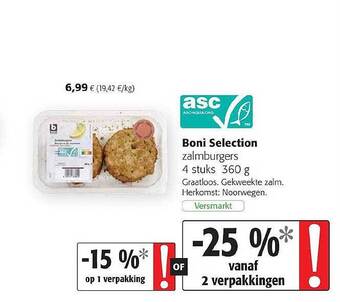 Colruyt Boni Selection Zalmburgers aanbieding