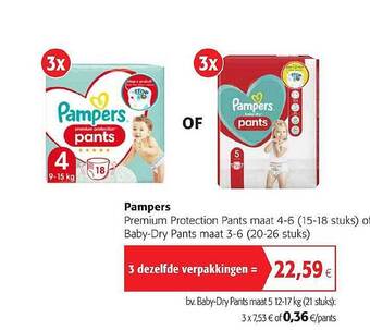 Colruyt Pampers Premium Protection Pants Of Baby-dry Pants aanbieding