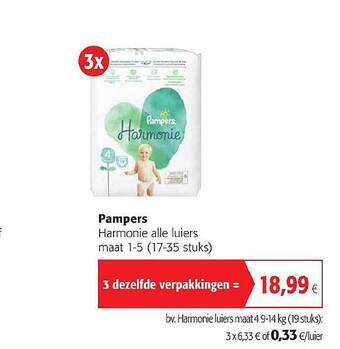 Colruyt Pampers Harmonie Alle Luiers aanbieding