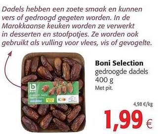 Colruyt Boni Selection Gedroogde Dadels aanbieding
