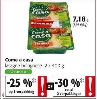 Colruyt Come A Casa Lasagne Bolognese aanbieding