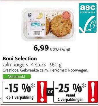 Colruyt Boni Selection Zalmburgers aanbieding