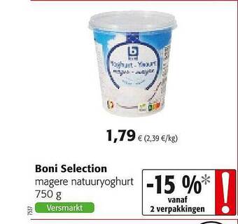 Colruyt Boni Selection Magere Natuuryoghurt aanbieding