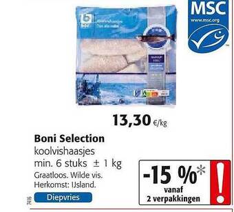 Colruyt Boni Selection Koolvishaasjes aanbieding