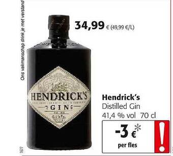 Colruyt Hendrick's Distilled Gin aanbieding