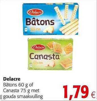 Colruyt Delacre Bâtons Of Canasta Met Gouda Smaakvulling aanbieding