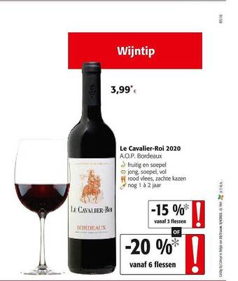 Colruyt Le Cavalier-roi 2020 A.o.p. Bordeaux aanbieding