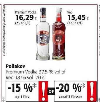 Colruyt Poliakov Premium Vodka Of Red aanbieding