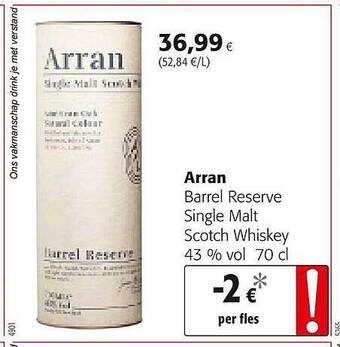 Colruyt Arran Barrel Reserve Single Malt Scotch Whiskey aanbieding