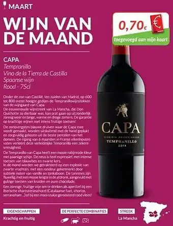 Intermarché Capa tempranillo vino de la tierra de castilla spaanse wijn rood aanbieding