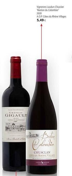 Colruyt Vignerons laudun-chusclan bastion du colombier 2020 a.o.p. côtes du rhône villages aanbieding
