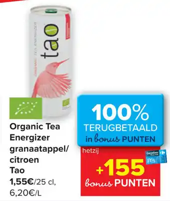 Carrefour Tao Organic Tea Energizer granaatappel/citroen aanbieding