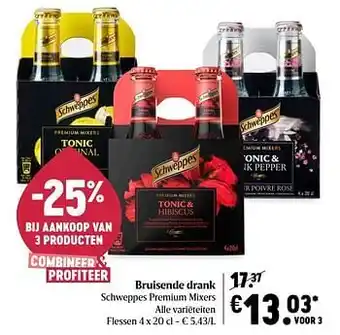 Delhaize Bruisende drank schweppes premium mixers aanbieding