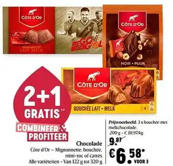 Delhaize Côte d`or bouchée met melkchocolade aanbieding