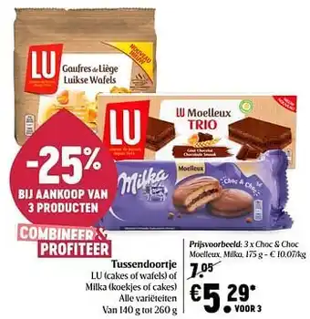 Delhaize Choc + choc moelleux, milka aanbieding