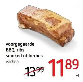Spar Colruyt Voorgegaarde bbq-ribs smoked of herbes varken aanbieding