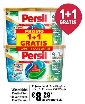 Delhaize Persil discs clean + hygiene, 4 in 1 aanbieding