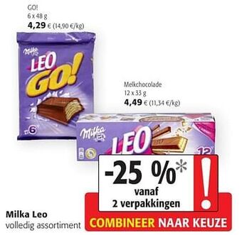 Colruyt Milka leo volledig assortiment aanbieding