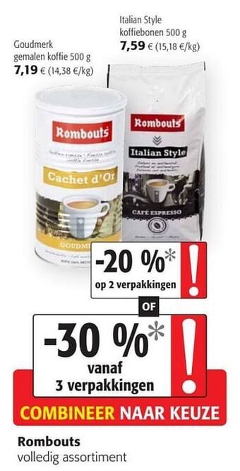 Colruyt Rombouts volledig assortiment aanbieding