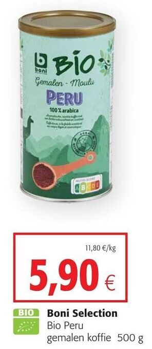 Colruyt Boni selection bio peru gemalen koffie aanbieding