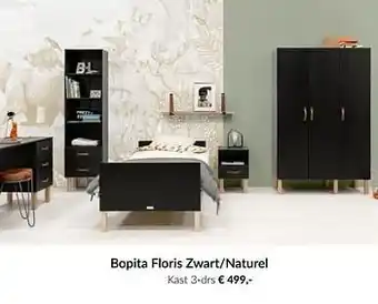 BabyPark Bopita floris zwart-naturel kast 3-drs aanbieding