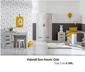 Kidsmill sem nautic grijs kast 2-drs